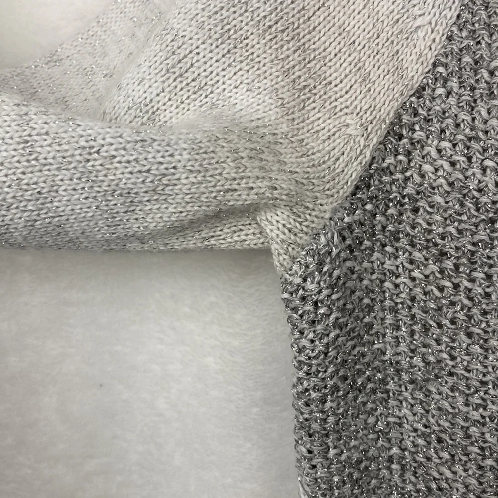 Kenneth Cole Women’s Raglan Silver Gray Sparkle Sweater sz Small